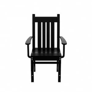 Hayes HDPE Plastic All Weather Outdoor Patio Slat Back Dining Arm Chair in Black