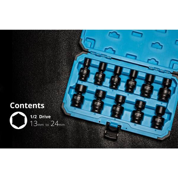 Capri Tools 1/2 in. Drive Metric Universal Impact Socket Set (11-Piece)  5-5340 - The Home Depot