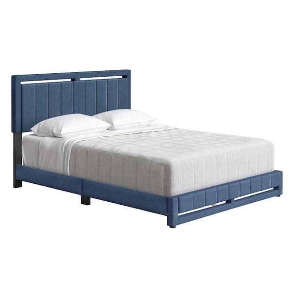 Boyd Sleep Senata Upholstered Linen Platform Bed, Queen, Blue