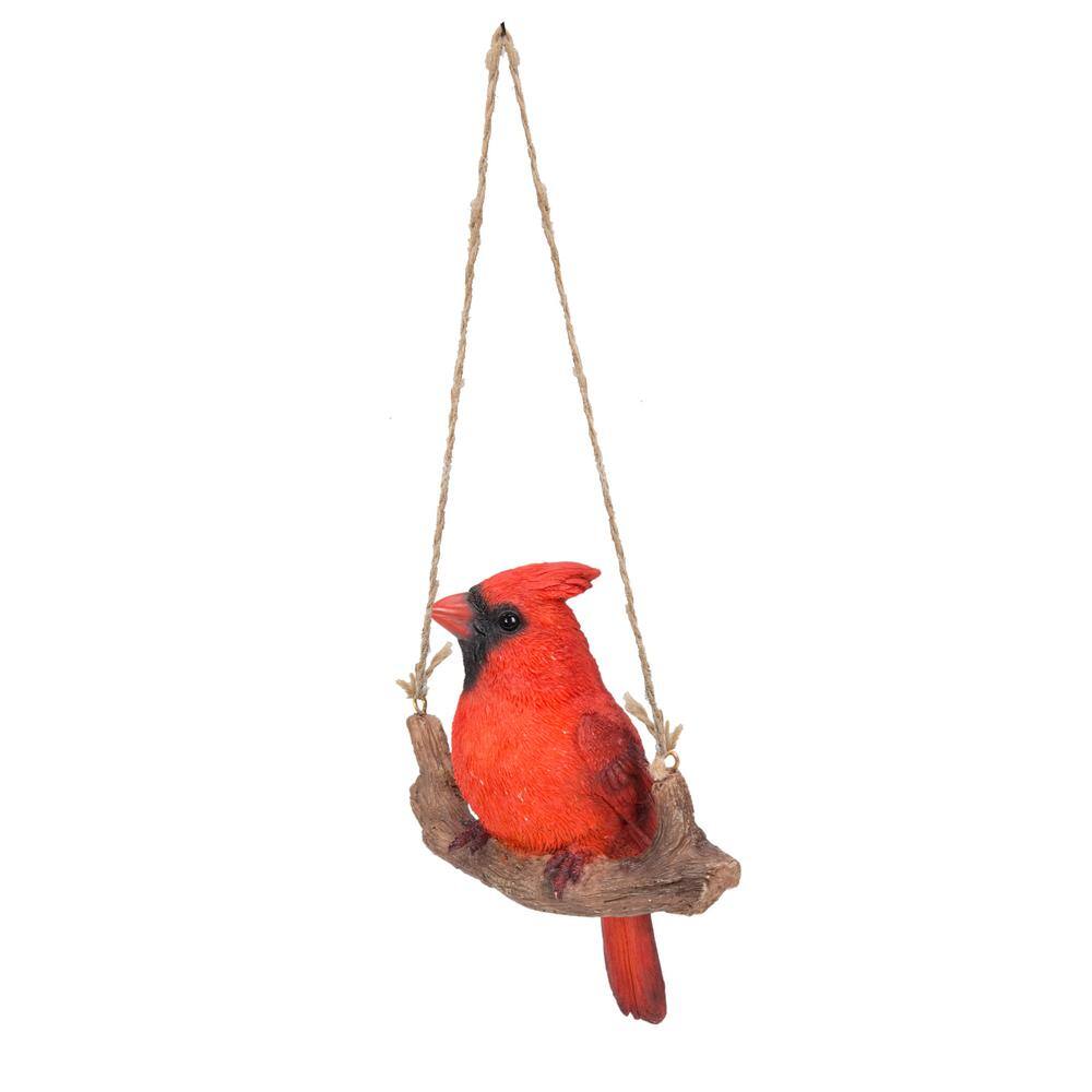 Red Hanging Cardinal on Branch Garden Figurine