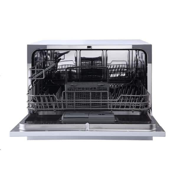 21 in. Front LED Control Countertop Dishwasher in White with 6-Cycles, 6 Place Settings Capacity and 55dBA
