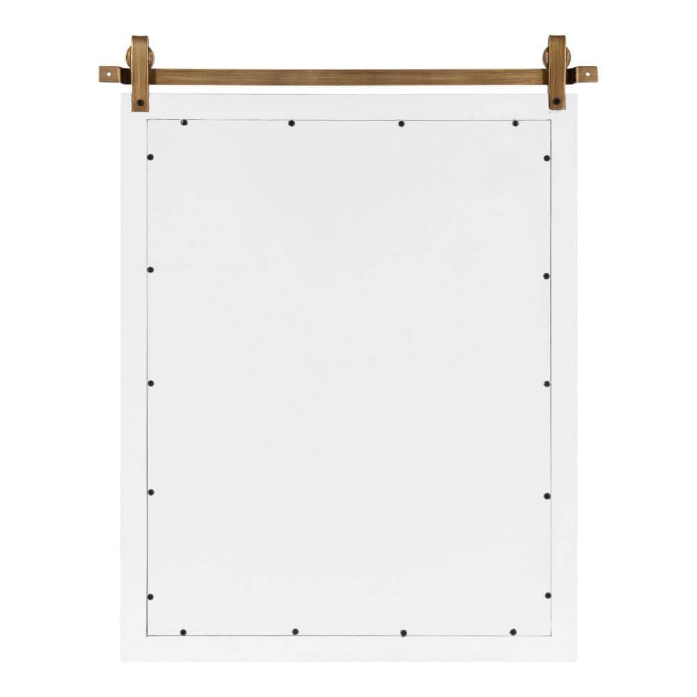 White and Gold Rectangular Wood Framed Wall Mirror