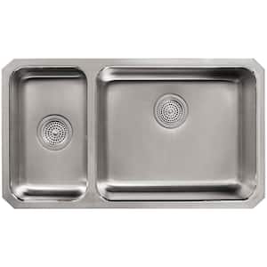 Undertone Undercounter Stainless Steel 31.5 in. 0 hole Double Basin Kitchen Sink