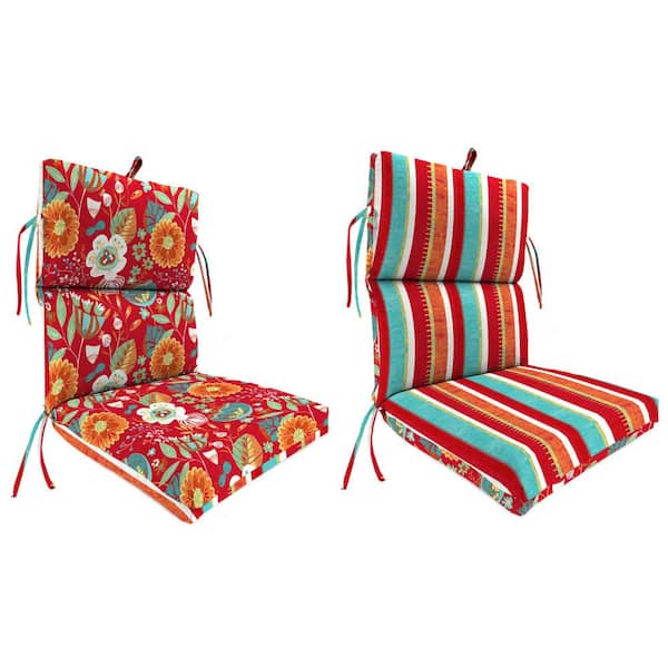 Jordan Manufacturing 44 in. L x 22 in. W x 4 in. H Rectangular Reversible Outdoor Chair Cushion in Avianna Saxony and Frawley Saxony