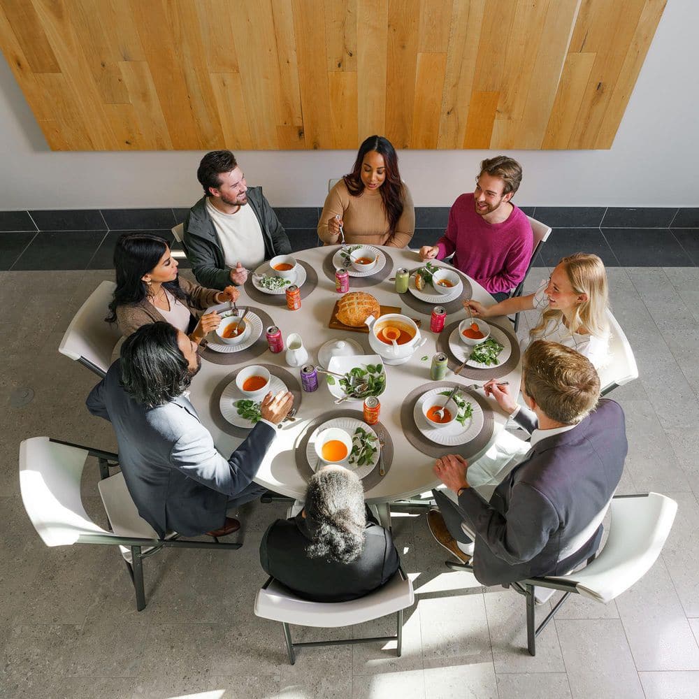 Lifetime 60 Inch Round Folding Banquet Table in Almond