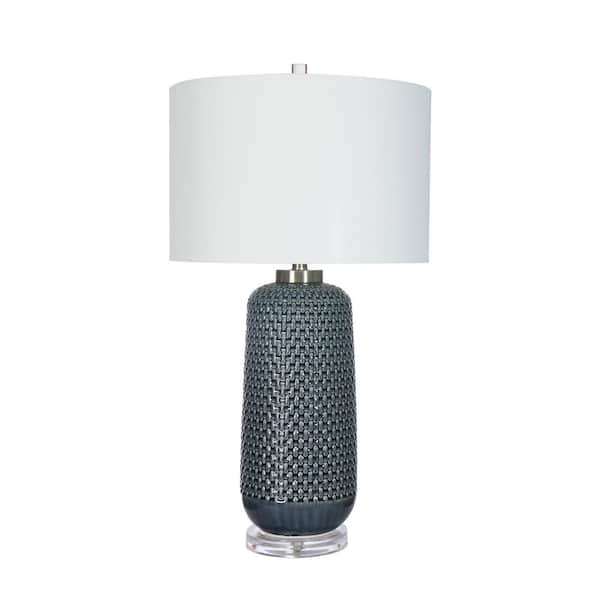 Fangio Lighting 30 .5 in. Blue Indoor Table Lamp with Decorator Shade