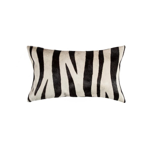 natural Torino Togo Cowhide Black on Natural Zebra Print 12 in. x 20 in. Throw Pillow