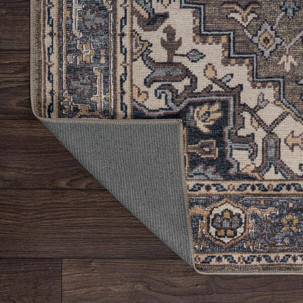 Cirali Green Navy Cream Washable Medallion Area Rug 4' x 6'