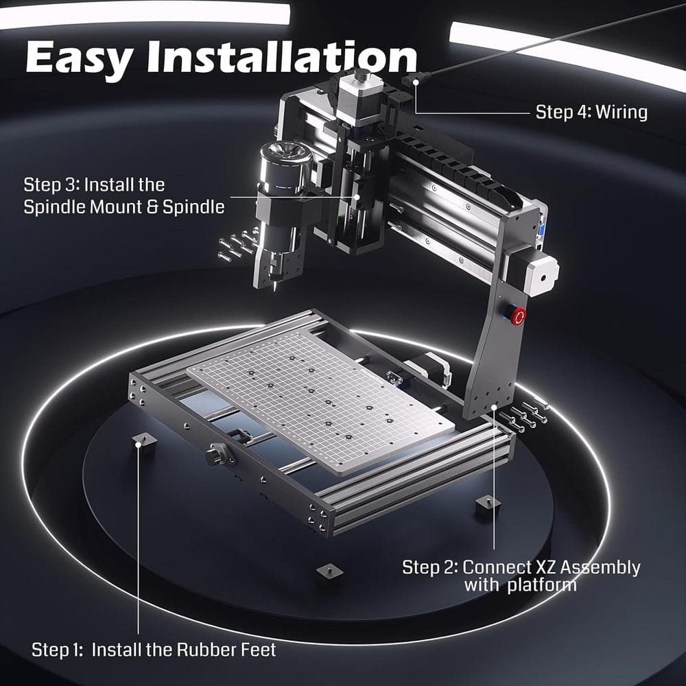 Genmitsu Silver Aluminum CNC Router Machine with Upgraded 3 Axis Engraver