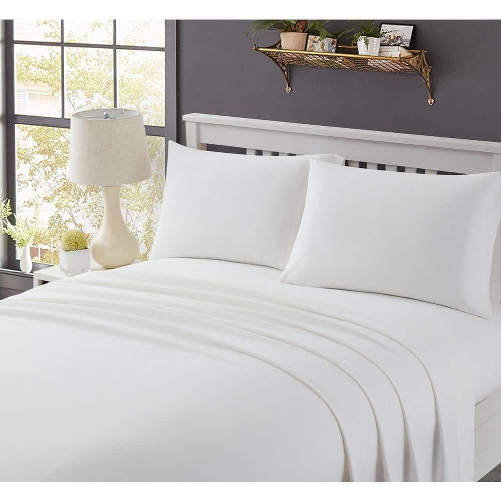 Mhf Home 4-Piece White Solid Full Sheet Set