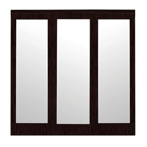 Impact Plus 84 in. x 96 in. Mir-Mel Espresso Mirror Solid Core MDF Interior Closet Sliding Door with Matching Trim