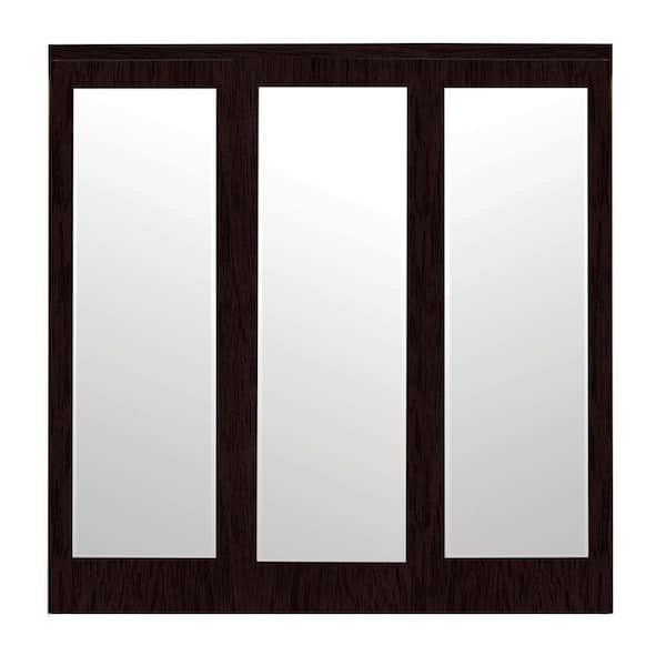 Impact Plus 96 in. x 96 in. Mir-Mel Espresso Mirror Solid Core MDF Interior Closet Sliding Door with Matching Trim