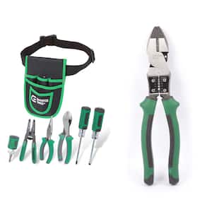 7-Piece Electrician's Tool Set with Pouch and 9 in. High-Leverage Multi-Purpose Linesman Pliers