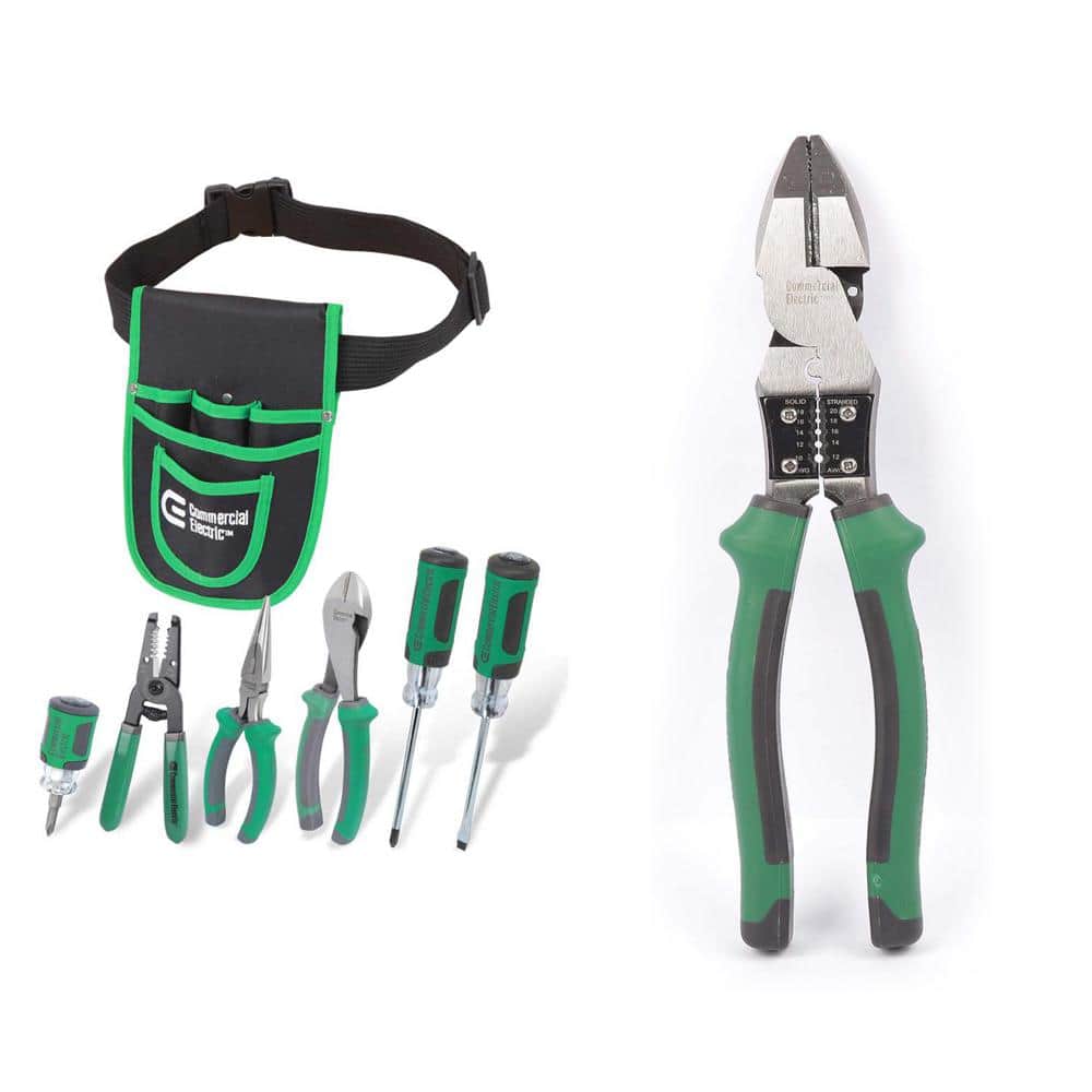 7-Piece Electricians Tool Set with Pouch and 9 in. High-Leverage Multi-Pur