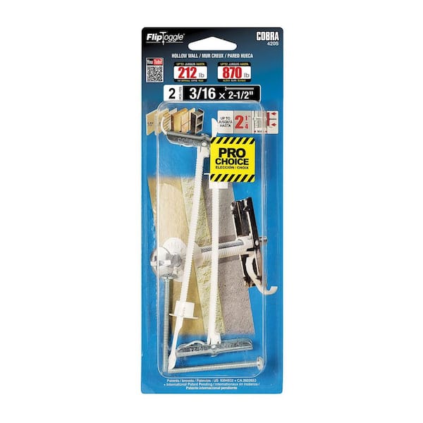 FLIPTOGGLE 3/16 in. x 2-1/2 in. Toggle Bolt (2-Pack)