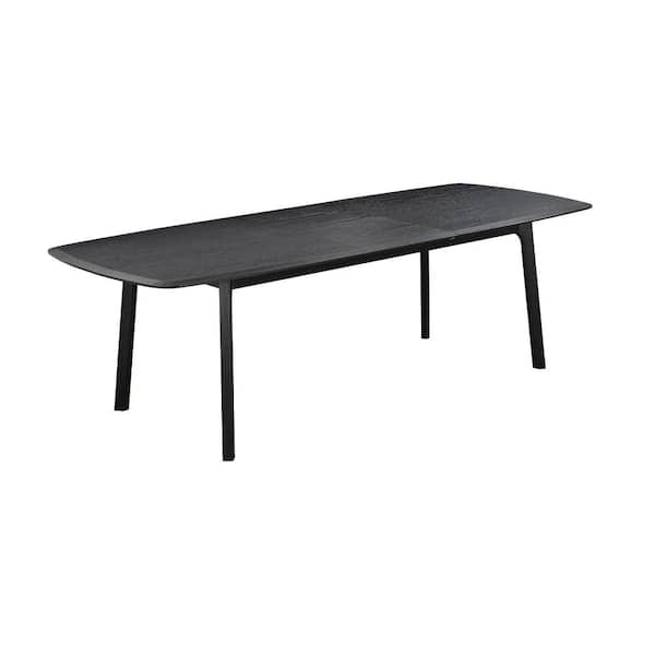 Benjara 39 in. Black Brushed Oak Wood Top Four Extendable Rectangle Dining Table Seats 6