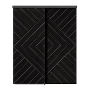 60 in. x 80 in. Hollow Core Black Stained Composite MDF Interior Double Closet Sliding Doors