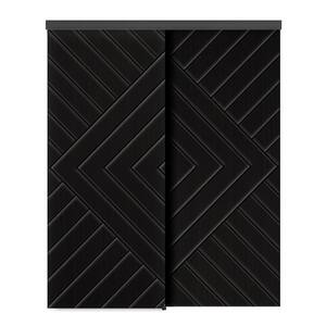 60 in. x 84 in. Hollow Core Black Stained Composite MDF Interior Double Closet Sliding Doors