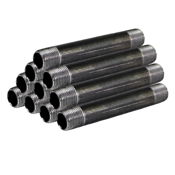 The Plumber's Choice Black Steel Pipe, 1/8 in. x 5 in. Nipple Fitting (10-Pack)