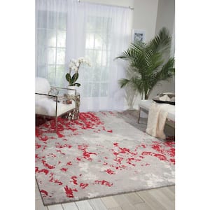 Twilight Grey/Red 9 ft. x 12 ft. Abstract Contemporary Area Rug