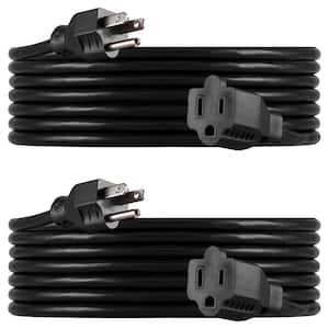 15 ft. Heavy-Duty Extension Cord, Black (2-Pack)
