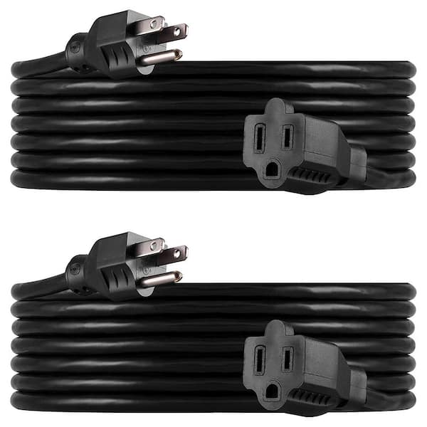 UltraPro 15 ft. Heavy-Duty Extension Cord, Black (2-Pack)