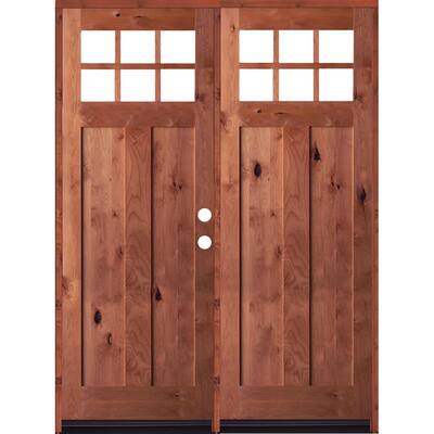 stain wood doors krosswood knotty craftsman alder lite active clear double left chestnut prehung door phed ka