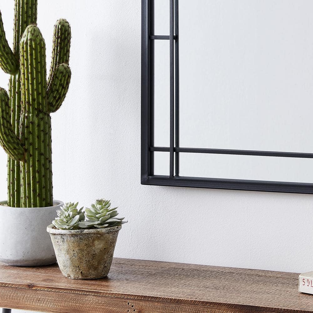 Dark Gray Arched Metal Farmhouse Wall Mirror, 20 x 34 in