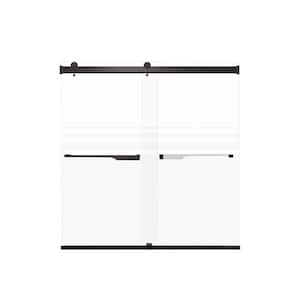 Brianna 60 in. W x 62 in. H Sliding Frameless Shower Door in Matte Black Finish with Frosted Glass