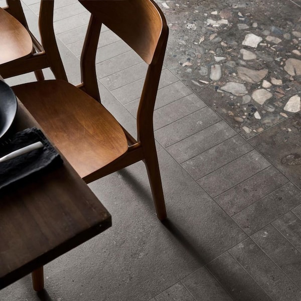 Sarto Petite Antracite Gray 35.66 in. x 35.66 in. Terrazzo Look Matte Porcelain Floor and Wall Tile (17.64 sq. ft. / Ca)