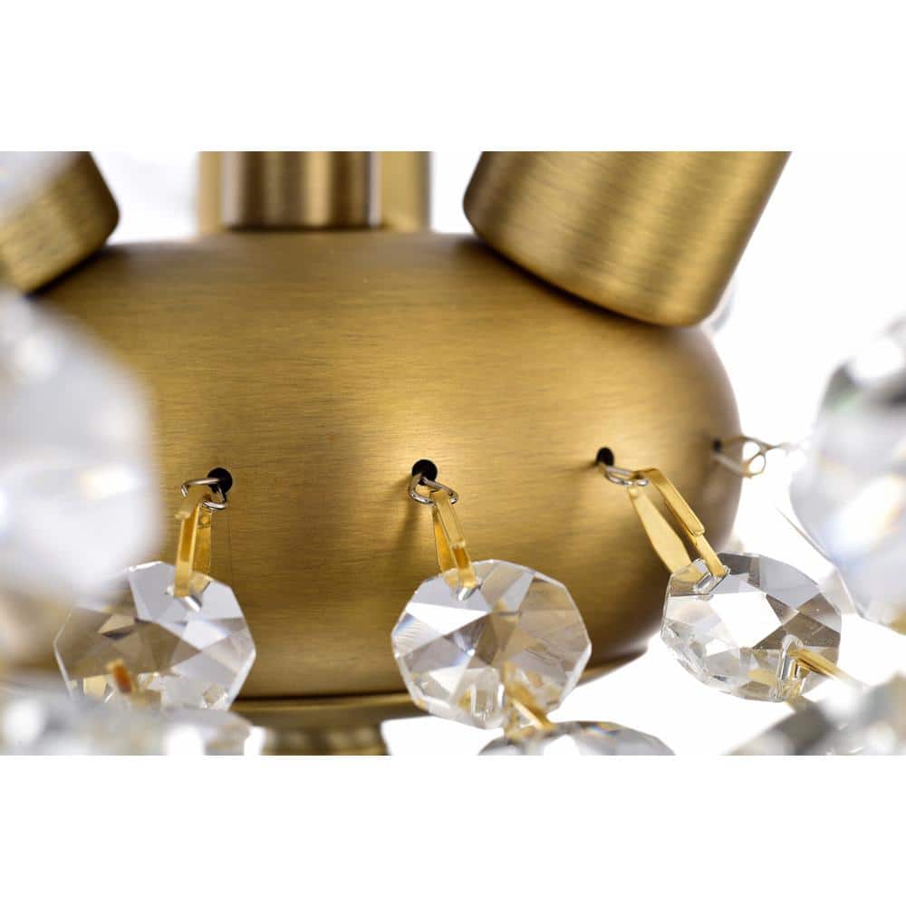 Vintage Brass Semi Flush Mount with Crystal Embellishments