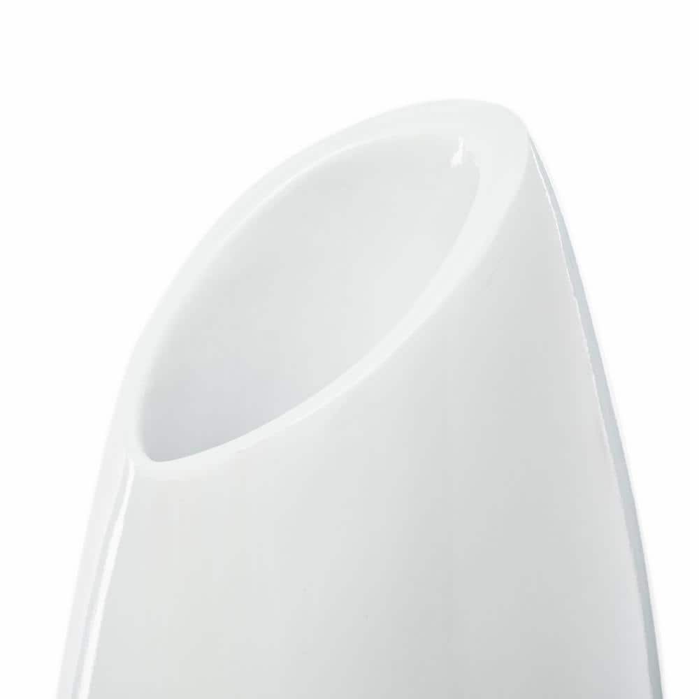 Modern White Magnesium Oxide Tall Floor Vase with Metal Base