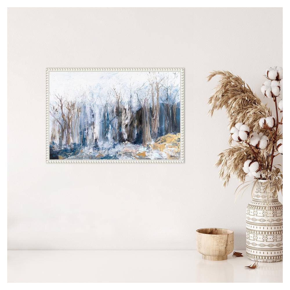 Serene Forest Landscape Beaded Framed Canvas Wall Art