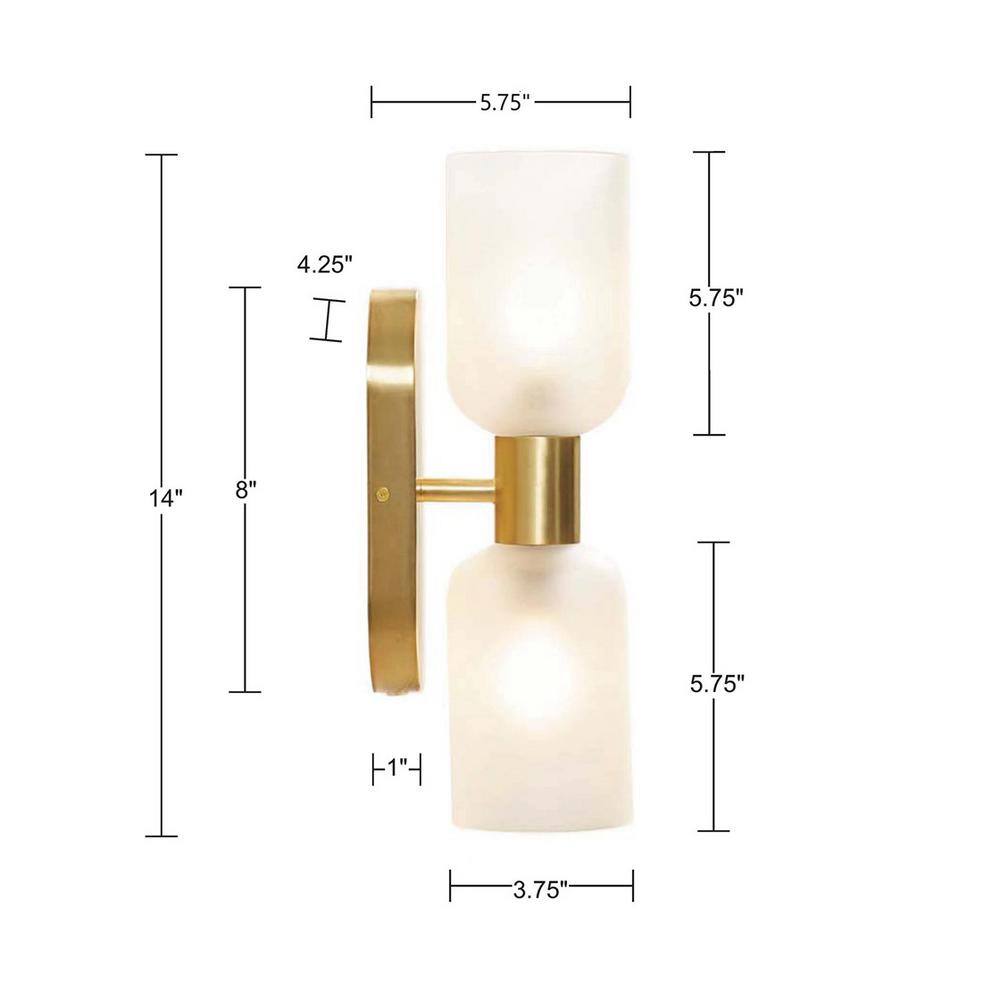 Gold Frosted Glass Double Tube Wall Sconce