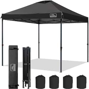 Black 3-Adjustable Height 10 ft. x 10 ft. Pop-up Canopy Tent with Wheeled Carrying Bag, 4-Ropes and 4-Stakes