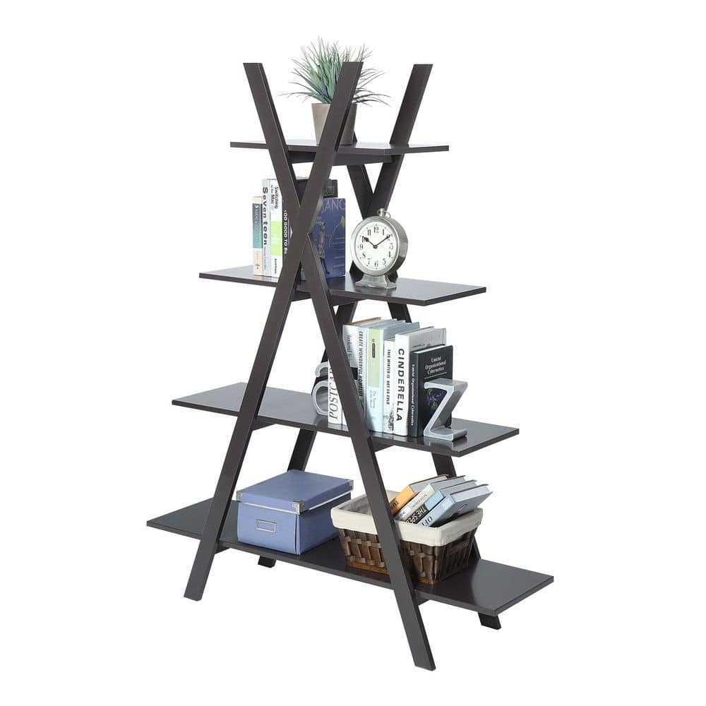 Espresso 4-Tier Ladder Bookshelf for Modern Home Decor