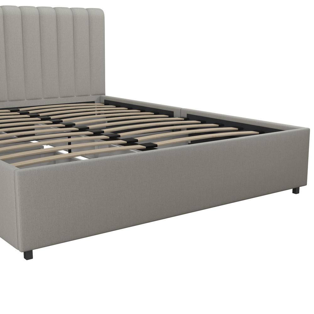Brittany Modern Full Gray Upholstered Bed with Storage Drawers
