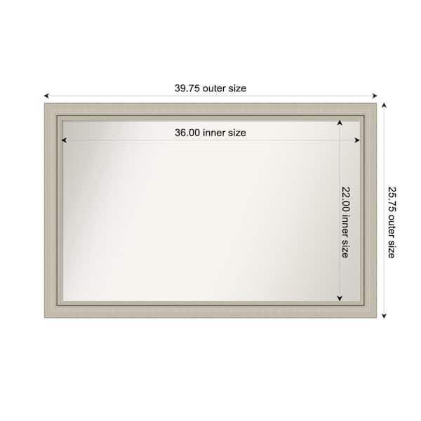 Amanti Art Romano Silver Narrow 39.75 in. x 25.75 in. Custom Non-Beveled Wood Framed Bathroom Vanity Wall Mirror