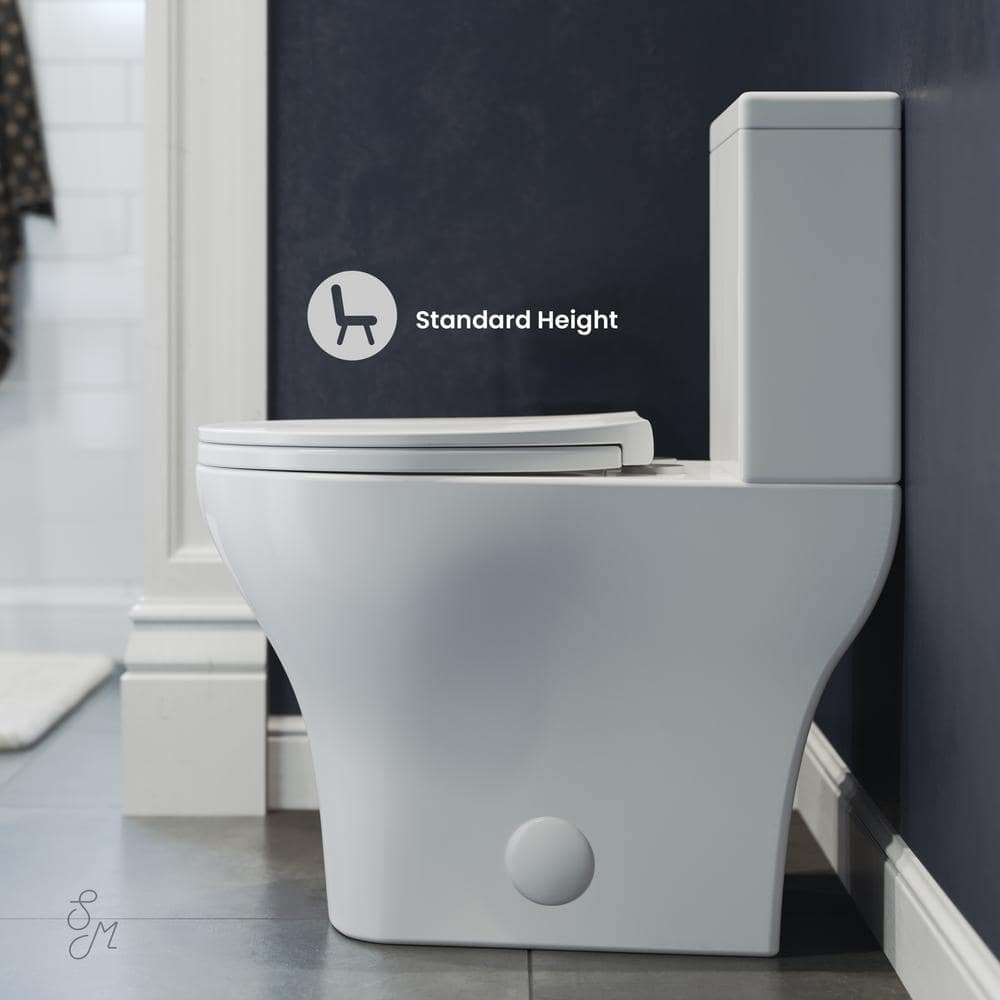 Glossy White Round Two-Piece Dual Flush Toilet