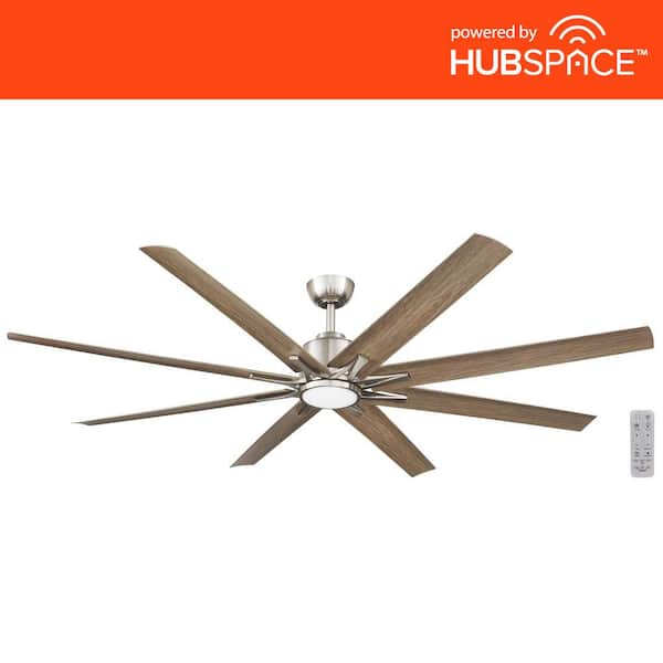 Home Decorators Collection Kensgrove II 72 in. Smart Indoor/Outdoor Brushed Nickel Ceiling Fan with Remote Included Powered by Hubspace