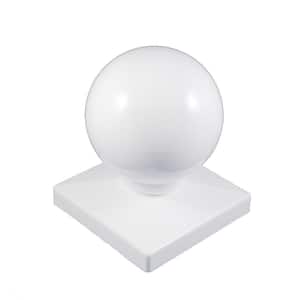 1 x White Round Sphere Top Fence Finial & 4" x 3" Fence Post Cap GT0058 