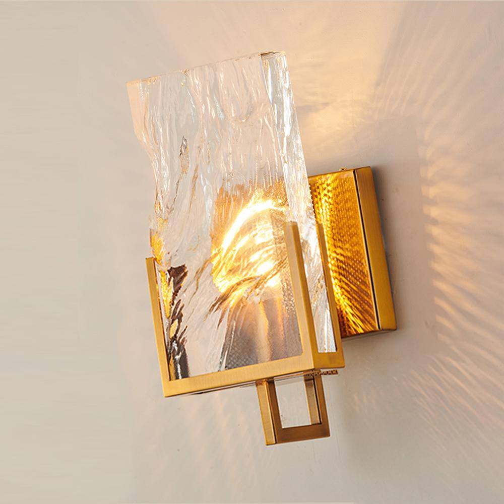 Elegant Gold Stainless Steel Wall Sconce with Crystal Plaque