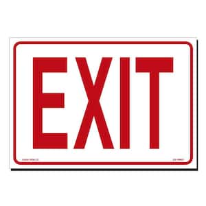 10 in. x 7 in. Decal Red on White Sticker Exit