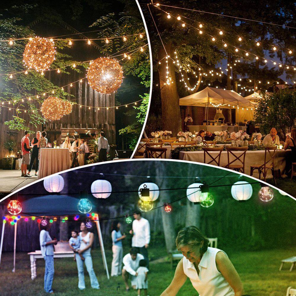 50FT Multicolor Solar Powered Outdoor String Lights with USB Charging
