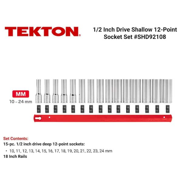 1/2 in. Drive Deep 12-Point Socket Set (15-Piece)