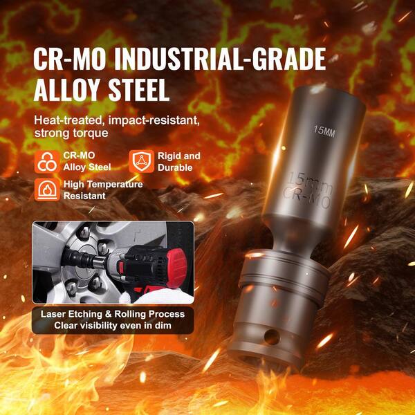 Infinity 14pc 1/2" Drive SAE Impact Swivel Socket Set – Cr-Mo – Flexible Wobble Joint