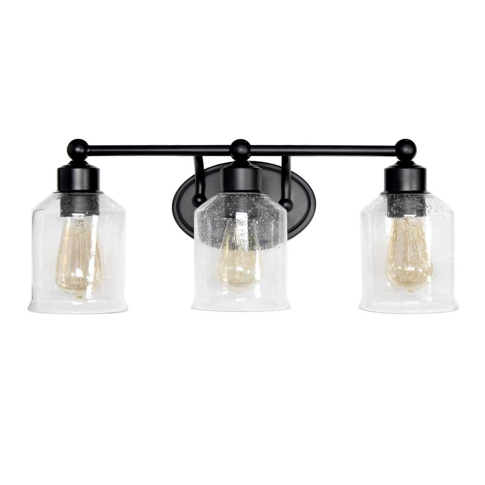 22 in. Black Modern Timeless Decorative 3-Light Wall Mounted Vanity Fixture