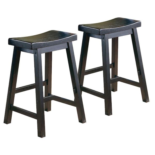 Home Decorators Collection 24 in. Black Saddleback Stool (Set of 2) - DISCONTINUED