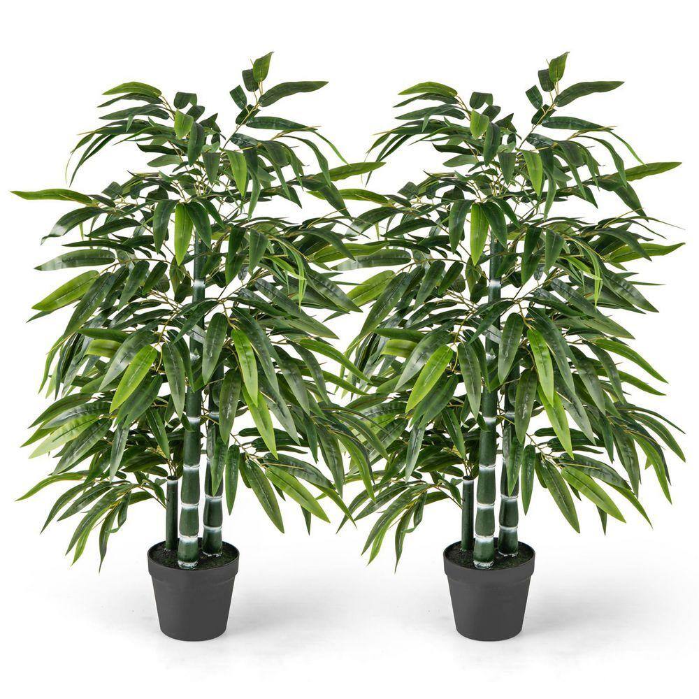 Mecale 4.2 ft. Green Artificial Bamboo Leave Tree with 3 PE Bamboo Trunk in  Pot LVDV7257 - The Home Depot