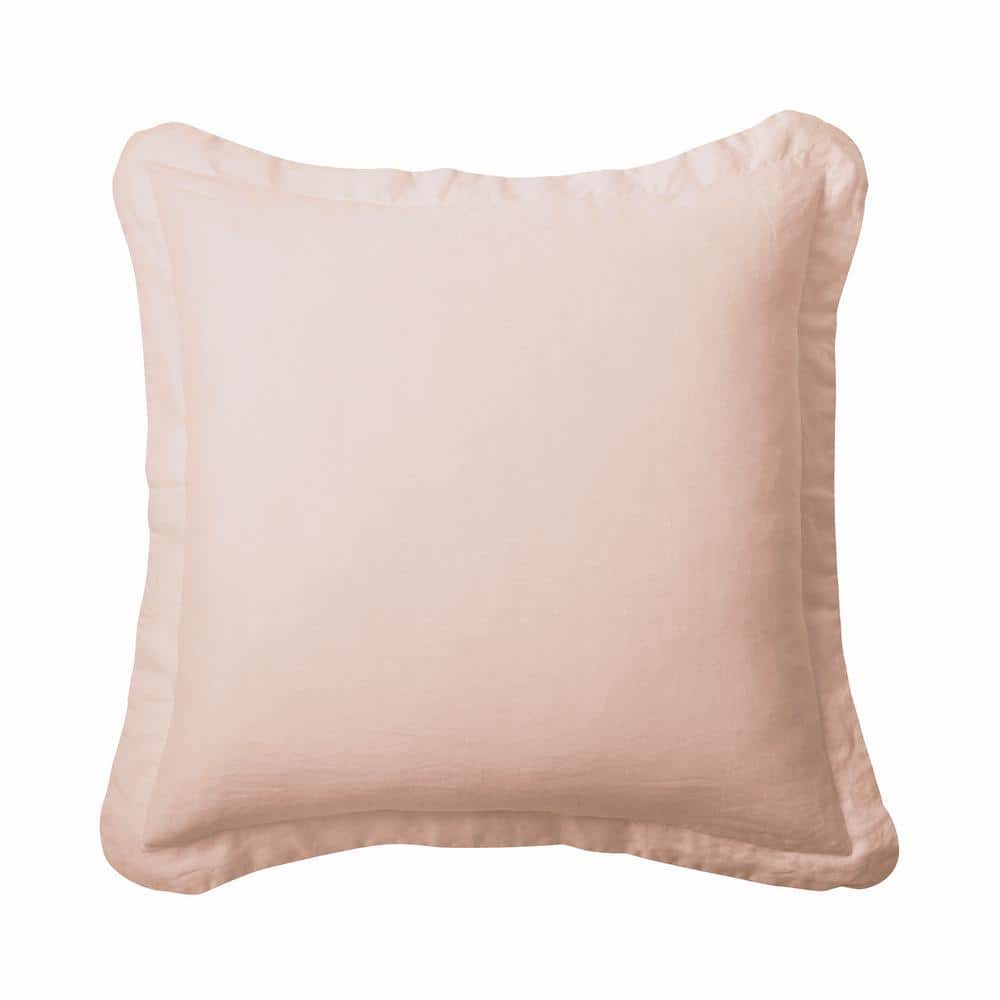 Blush Pink Linen Euro Sham Pillow Cover